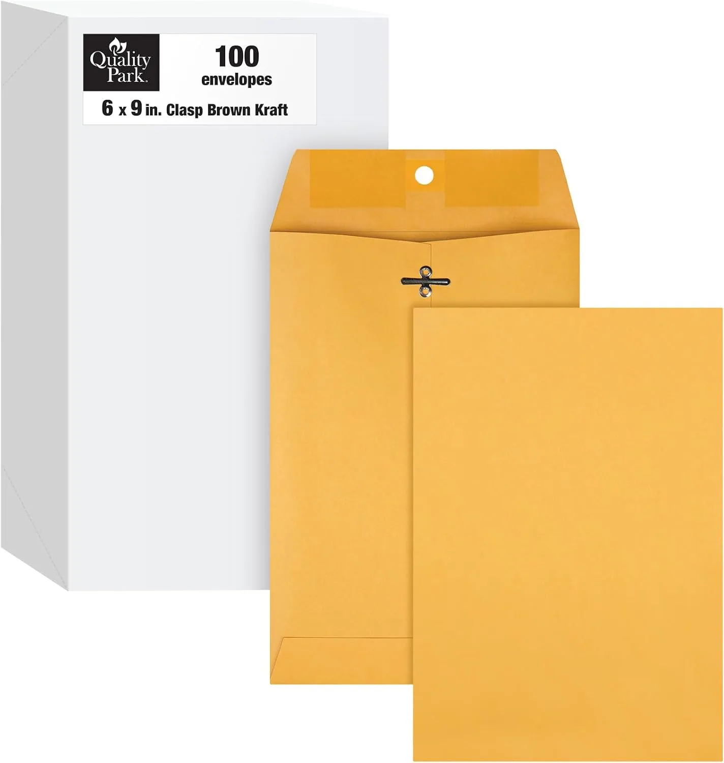 Quality Park Gummed Kraft Clasp Envelopes, 28 lb Kraft