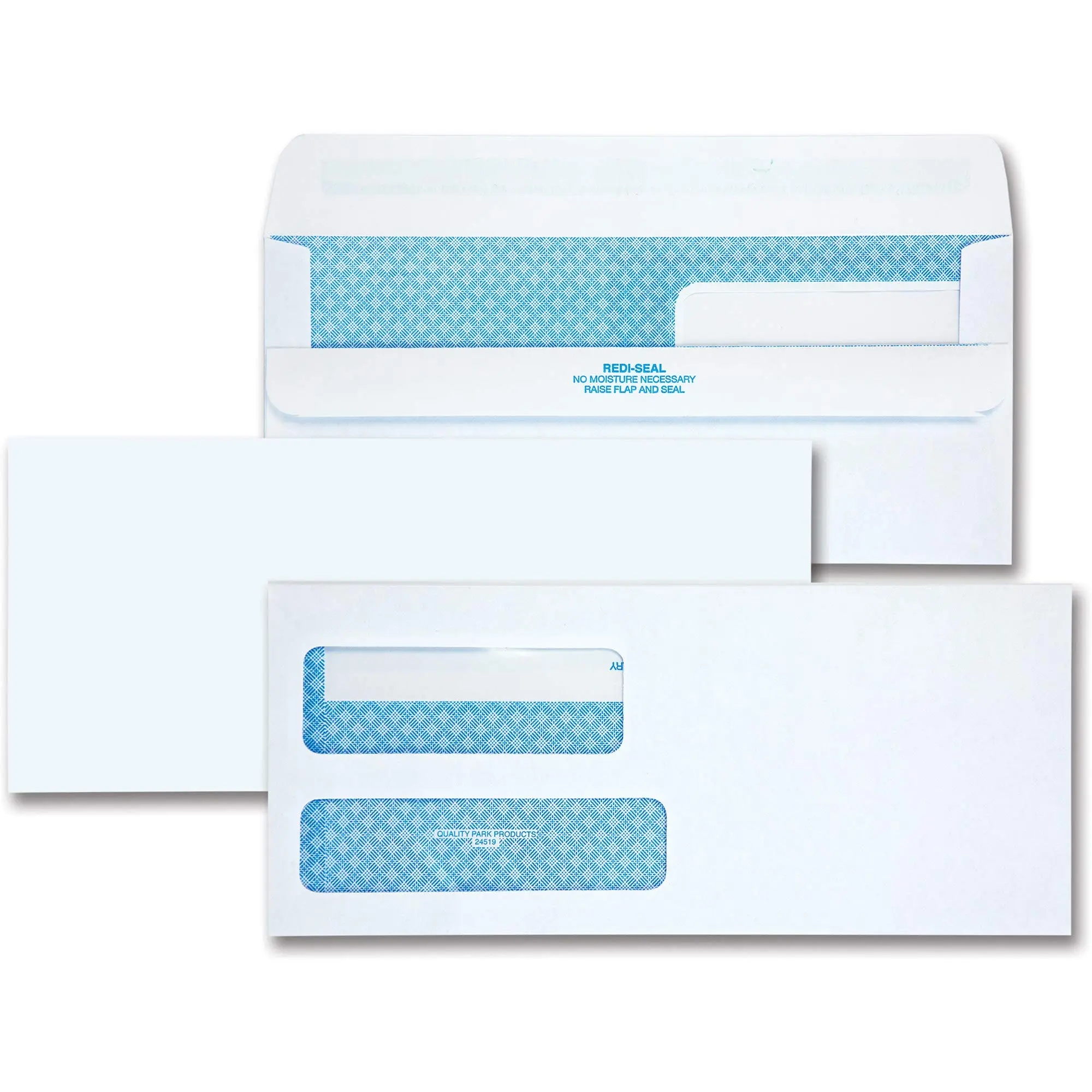Quality Park #9 SFI Double Window Envelopes, Redi-Seal, White Wove, 250 per Pack, (24519)