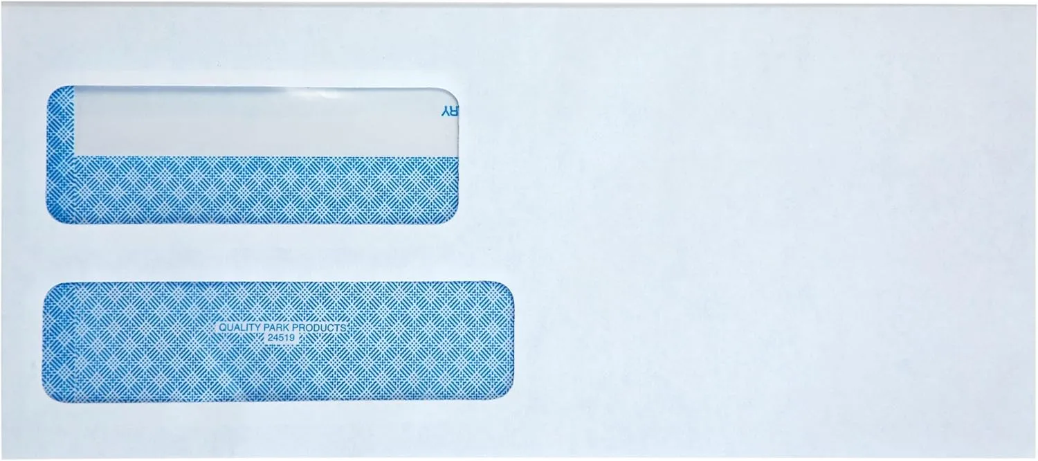 Quality Park #9 SFI Double Window Envelopes, Redi-Seal, White Wove, 250 per Pack, (24519)