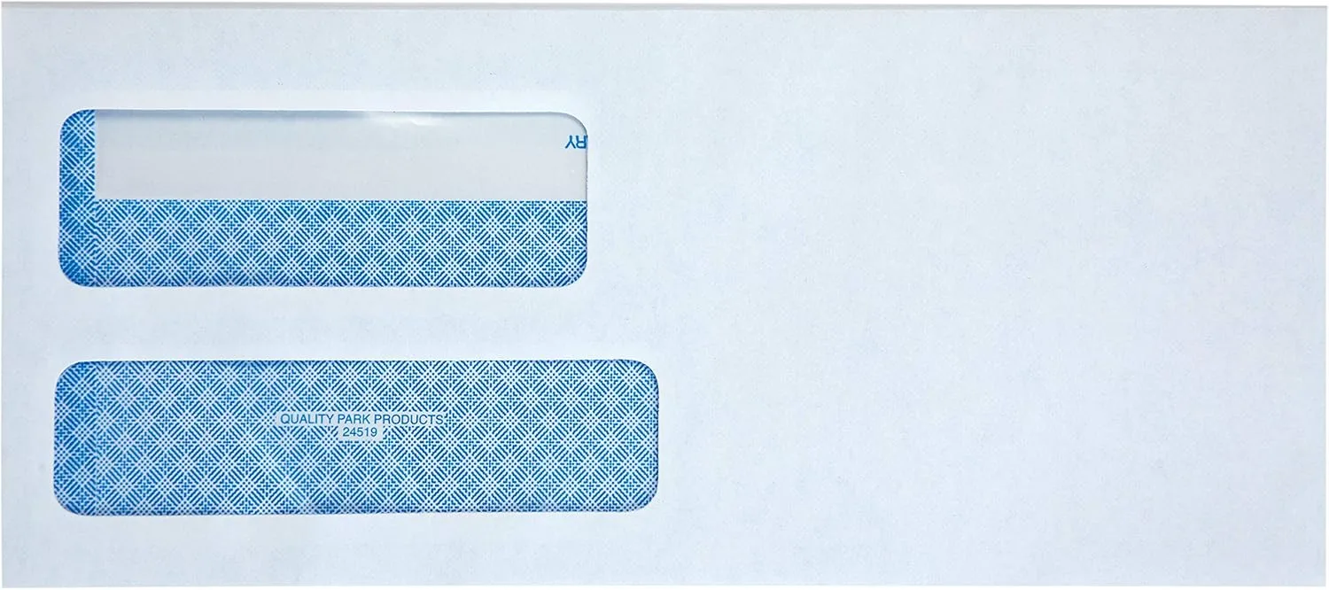 Quality Park #9 SFI Double Window Envelopes, Redi-Seal, White Wove, 250 per Pack, (24519)