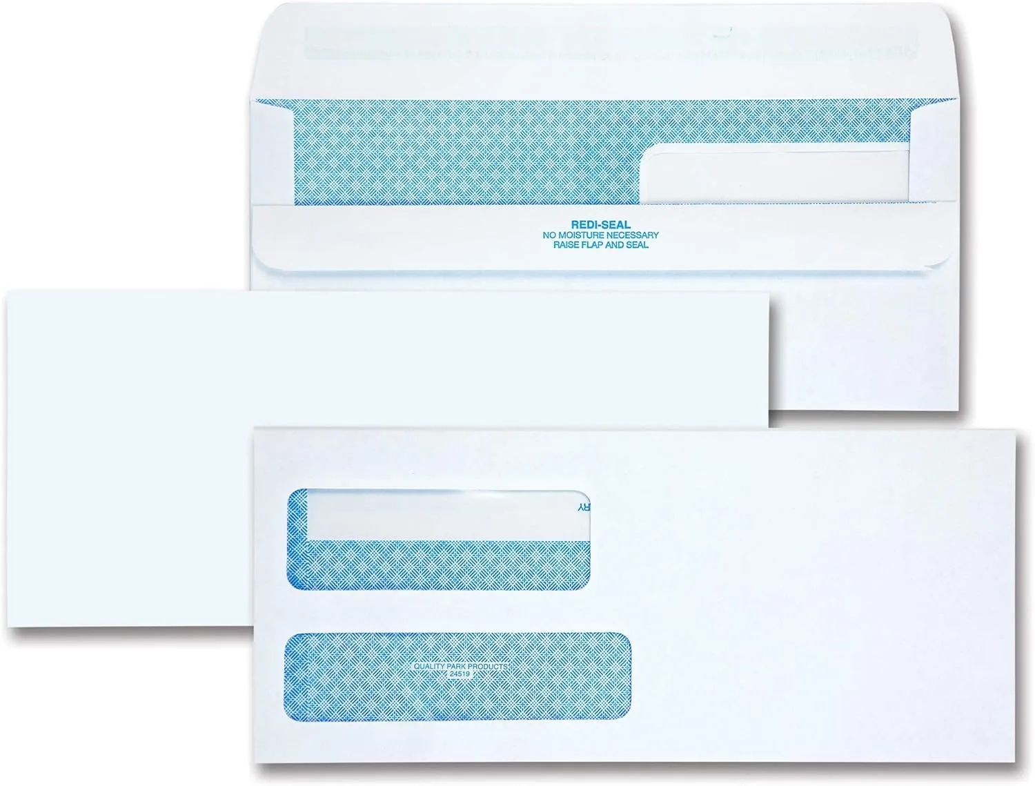 Quality Park #9 SFI Double Window Envelopes, Redi-Seal, White Wove, 250 per Pack, (24519)