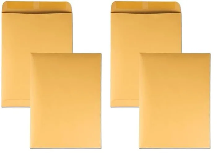 Quality Park Catalog Envelopes, 9 x 12, 28 lb Kraft, Gummed Flap, 100/Box