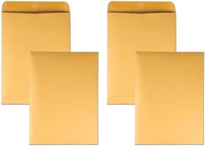 Quality Park Catalog Envelopes, 9 x 12, 28 lb Kraft, Gummed Flap, 100/Box