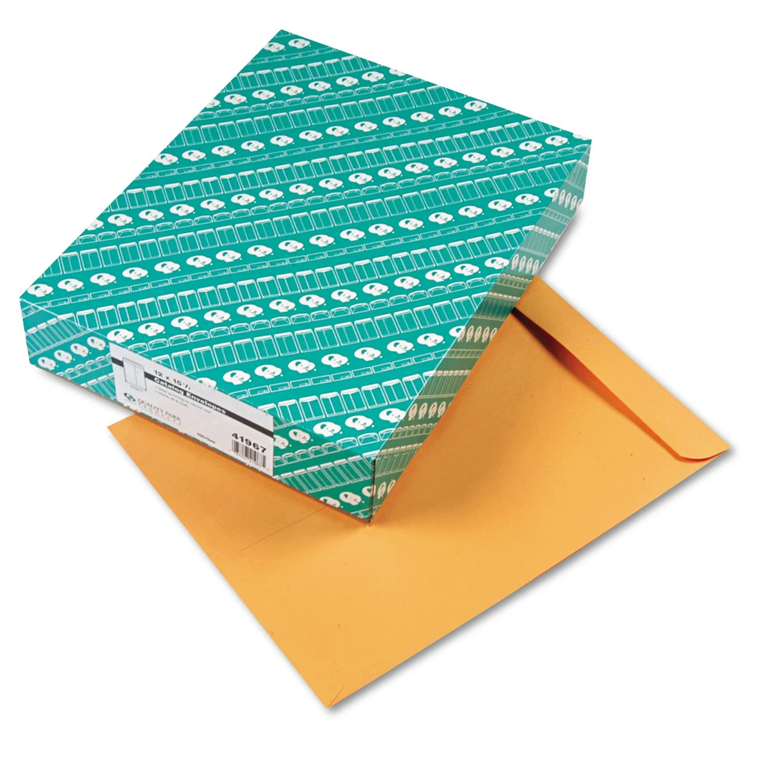 Quality Park Kraft Catalog Envelopes, 12 x 15.5 in, 28 lb, Gummed Flap, 100/Box