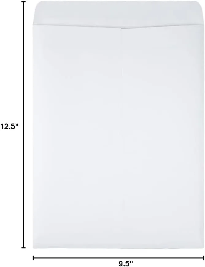 Quality Park Redi-Seal Catalog Envelopes, 9 1/2 in x 12 1/2 in, Self-Sealing, White, 100/Box