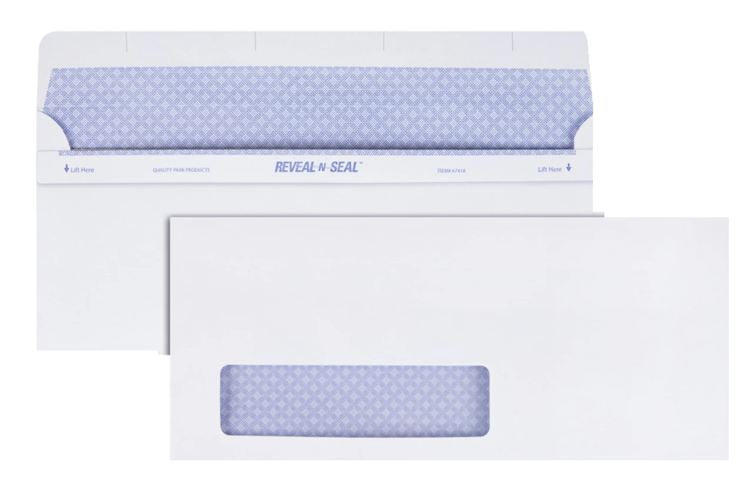 Quality Park Window Security Envelope, Reveal-N-Seal, White, 4.125 x 9.5, 500/Box (67418)