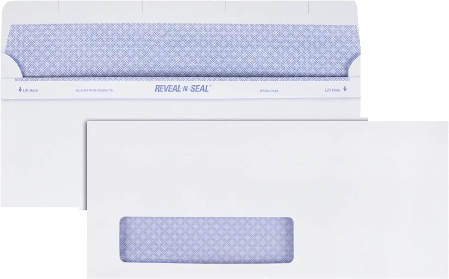 Quality Park Window Security Envelope, Reveal-N-Seal, White, 4.125 x 9.5, 500/Box (67418)