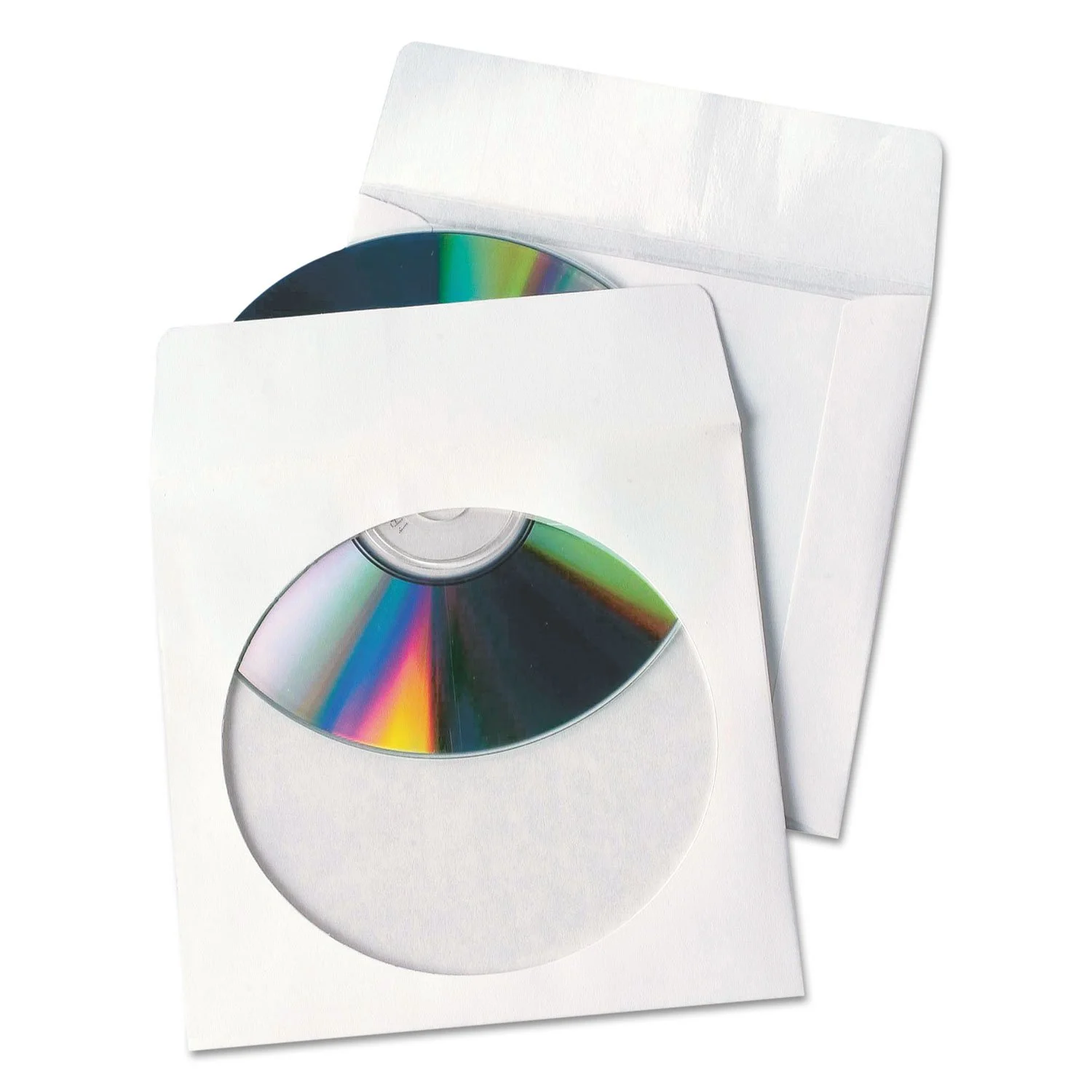 Quality Park Tech-No-Tear CD/DVD Sleeves, White, Pack Of 100 (77203)