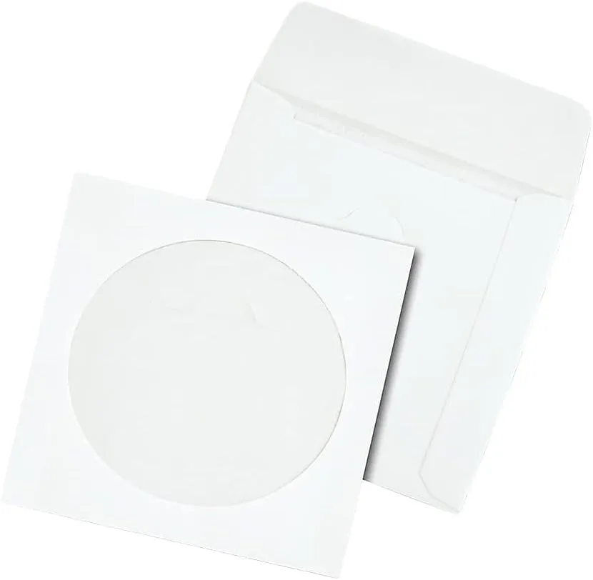 Quality Park Tech-No-Tear CD/DVD Sleeves, White, Pack Of 100 (77203)
