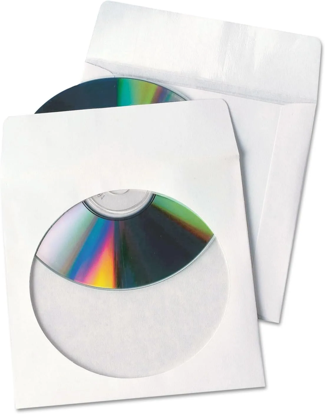 Quality Park Tech-No-Tear CD/DVD Sleeves, White, Pack Of 100 (77203)