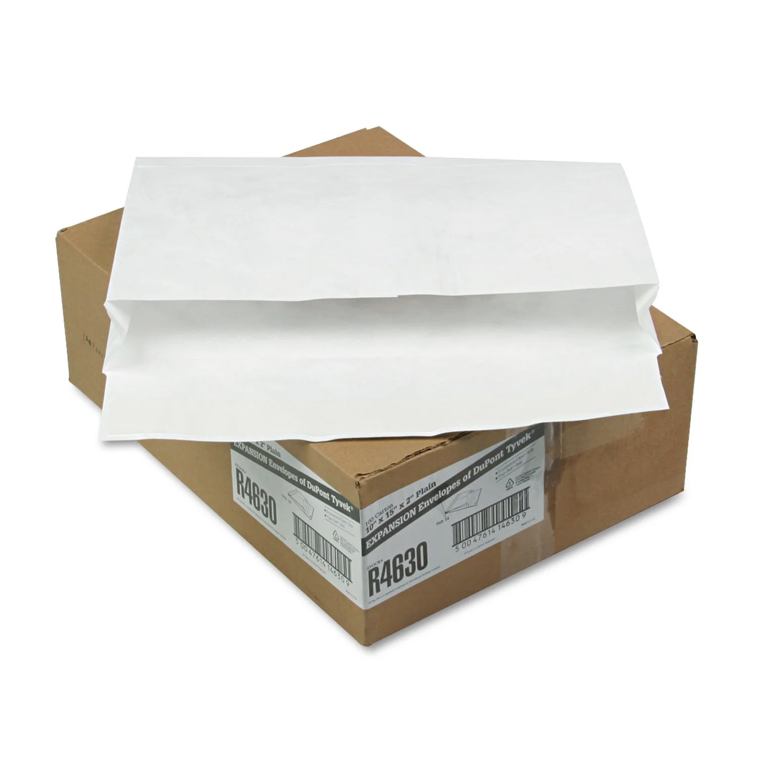 Open Side Expansion Mailers, DuPont Tyvek, 10 x 15 x 2, Redi-Strip Closure, White, 100/Carton
