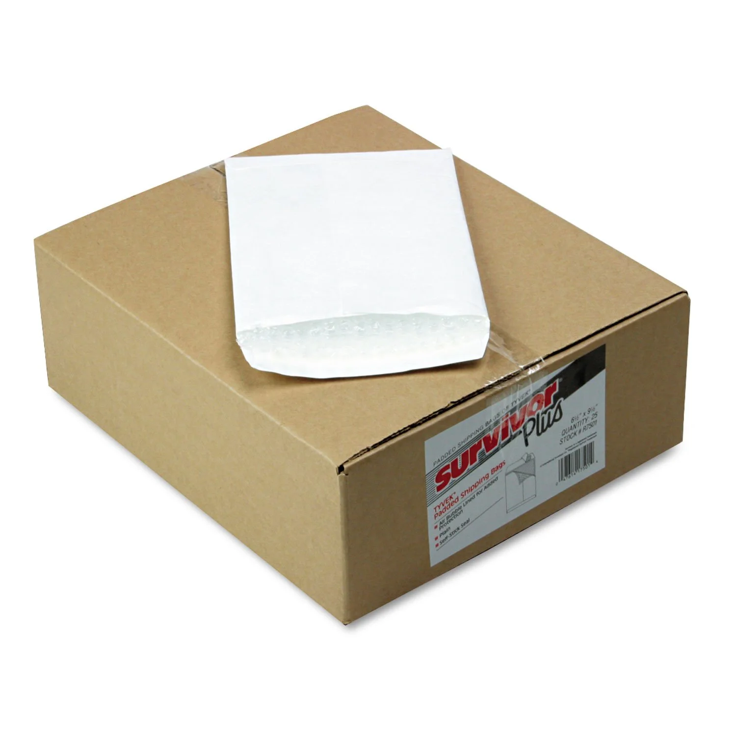 Survivor R7501 DuPont Tyvek Air Bubble Mailer, Self Seal, 6 1/2 x 9 1/2, White (Box of 25)