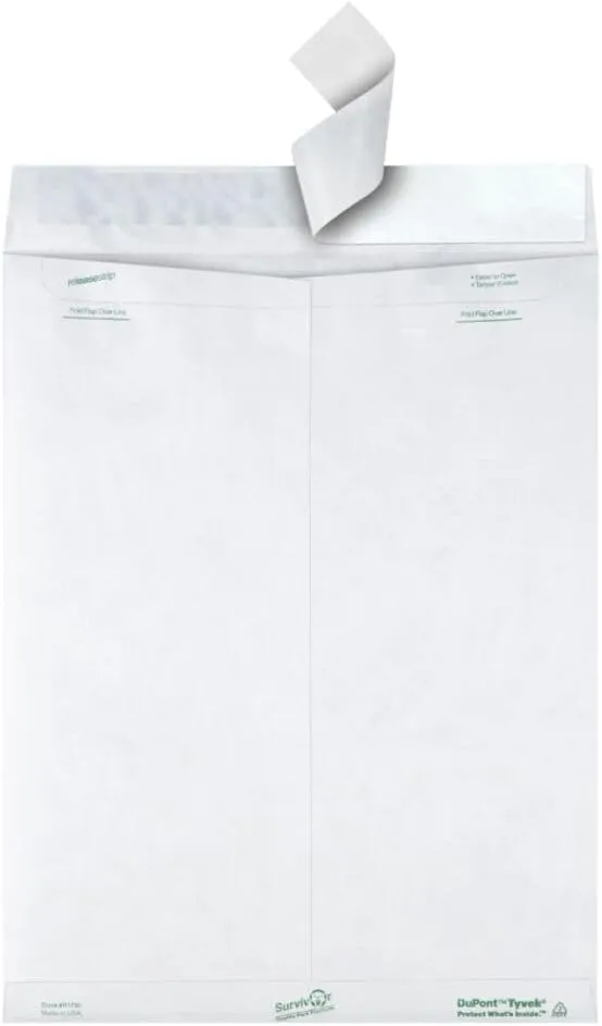 Quality Park Survivor Tyvek Shipping Envelopes, 12 x 15-1/2, Peel & Seal, 100/Box