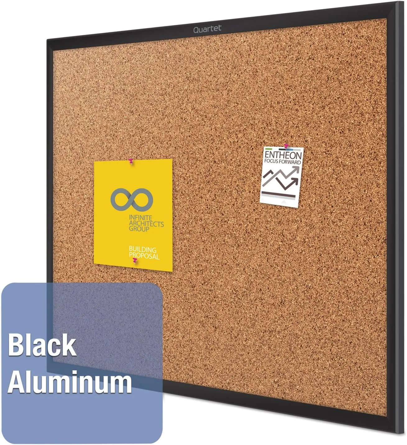 QUARTET Classic Cork Bulletin Board with Aluminum Frame