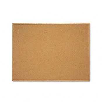 Quartet Cork Bulletin Board, 36in x 48in, Wood Frame With Oak Finish