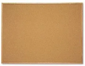 Quartet Cork Bulletin Board, 36in x 48in, Wood Frame With Oak Finish