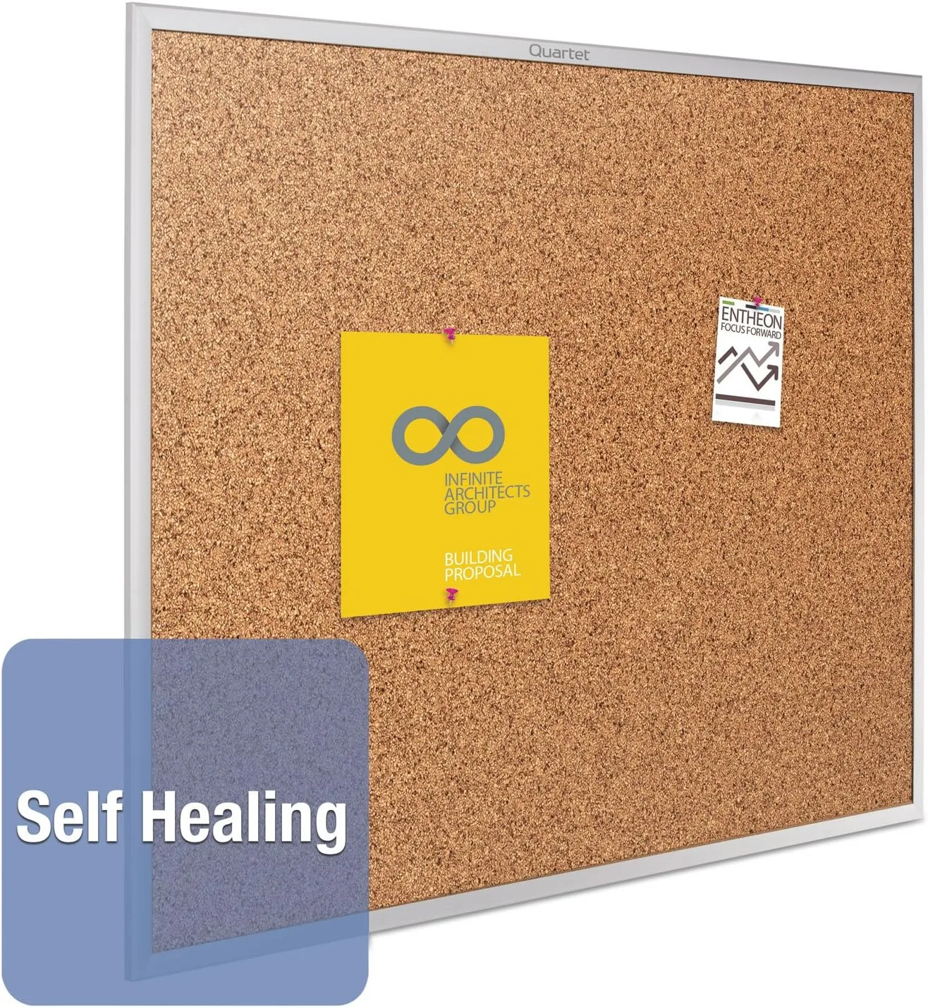 QUARTET Classic Cork Bulletin Board with Aluminum Frame