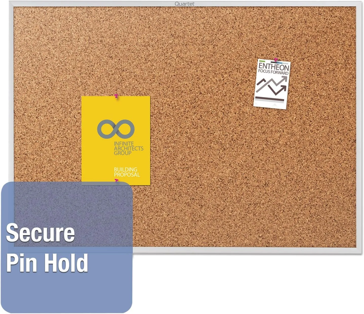 QUARTET Classic Cork Bulletin Board with Aluminum Frame