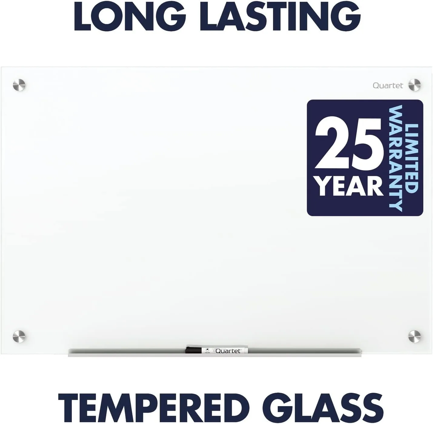 QUARTET Brilliance Magnetic Glass Dry-Erase Whiteboard, Frameless, Tempered