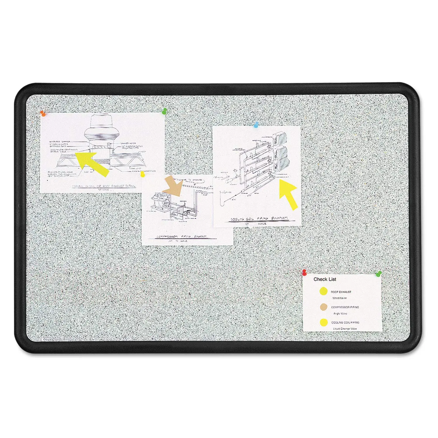 Quartet 699375 Contour Granite Gray Tack Board, 48 x 36, Black Frame