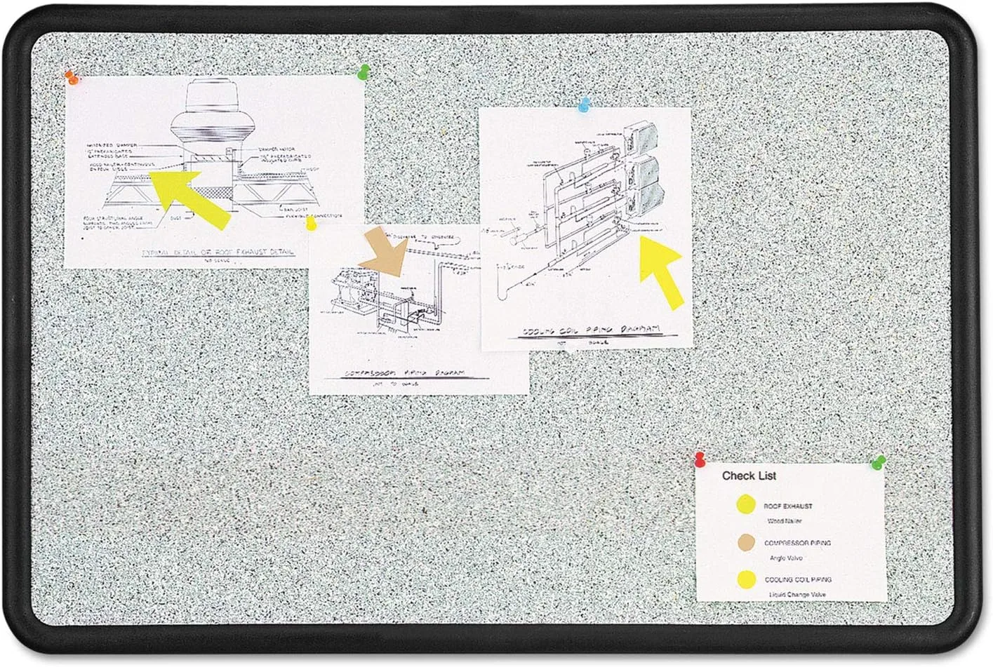 Quartet 699375 Contour Granite Gray Tack Board, 48 x 36, Black Frame