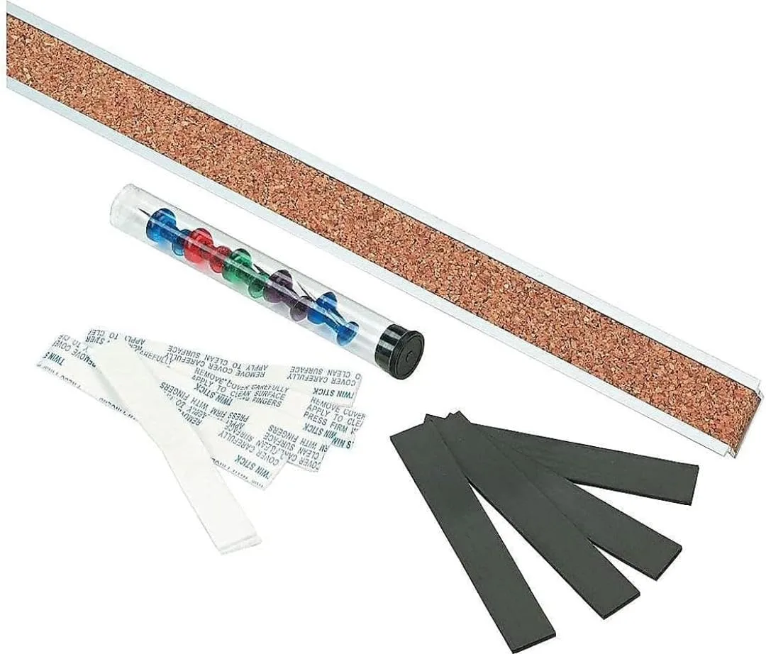 QUARTET Cork Bulletin Bar, Natural Cork with Aluminum Frame