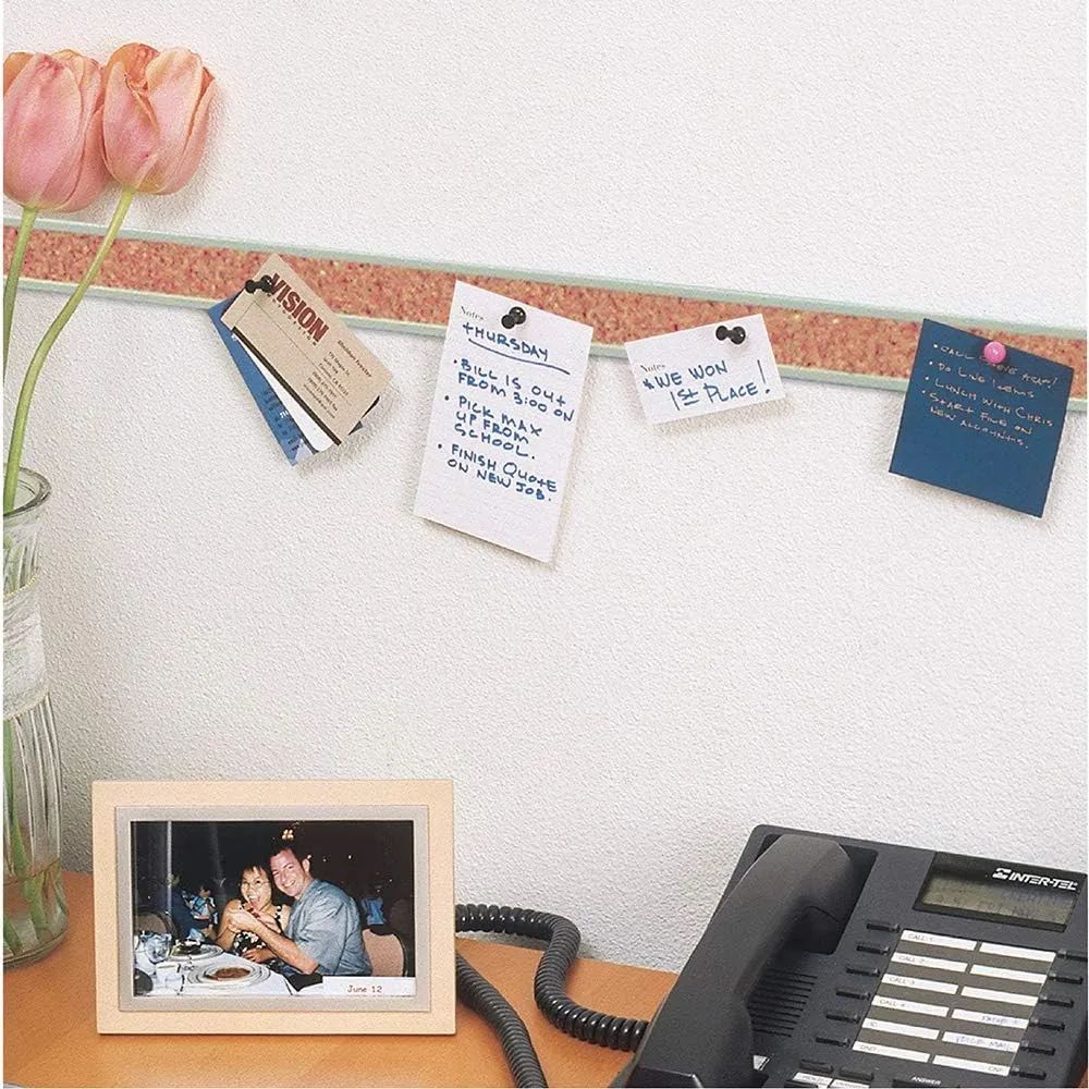QUARTET Cork Bulletin Bar, Natural Cork with Aluminum Frame