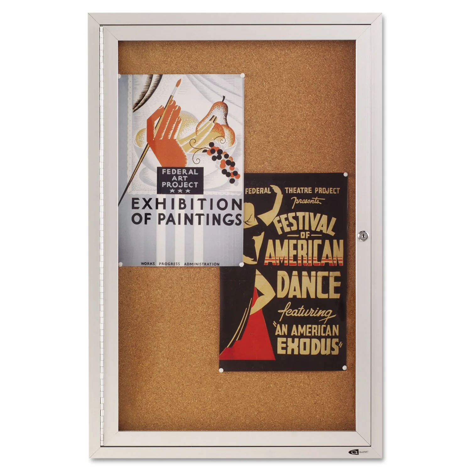 QUARTET Enclosed Cork Indoor Bulletin Board, Aluminum Frame