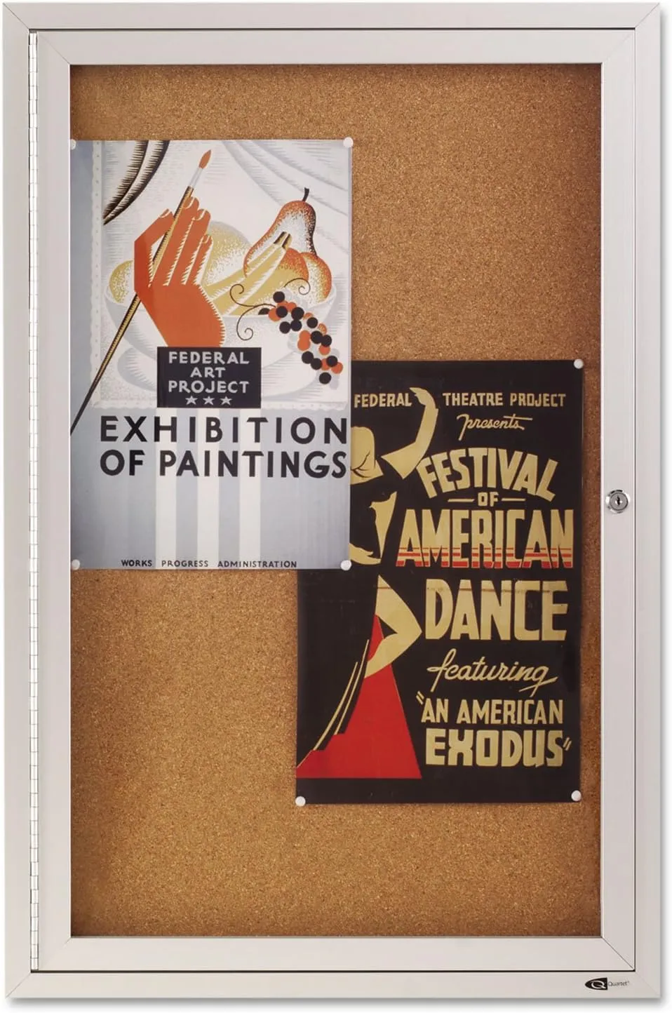 QUARTET Enclosed Cork Indoor Bulletin Board, Aluminum Frame