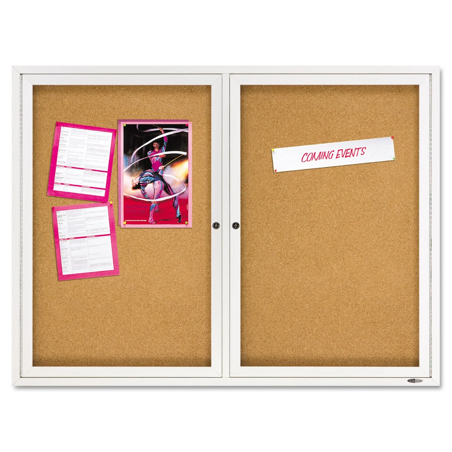 QUARTET Enclosed Cork Indoor Bulletin Board, Aluminum Frame