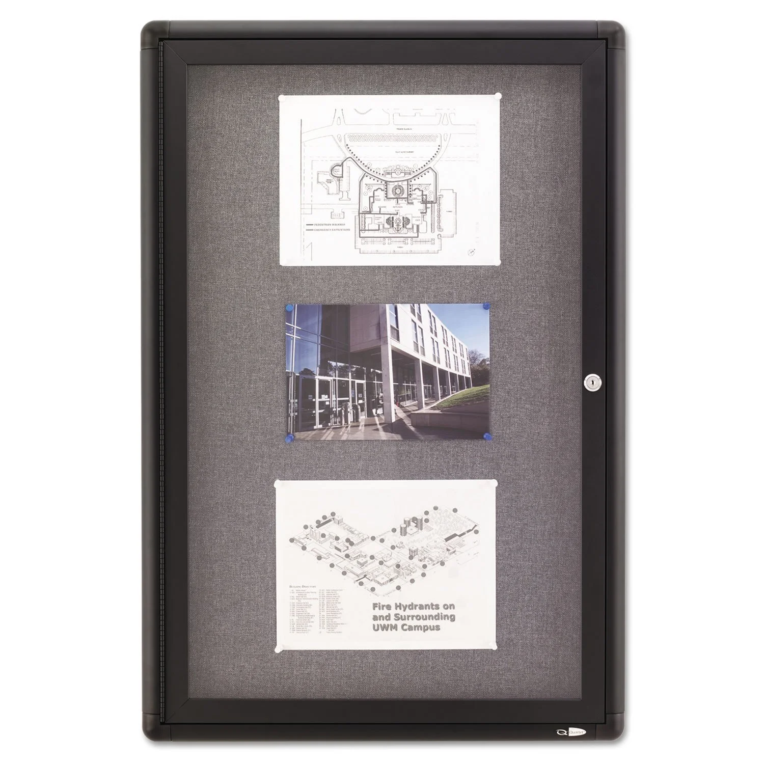 Quartet Enclosed Fabric Bulletin Board, 36" x 24", Lockable (2363L)