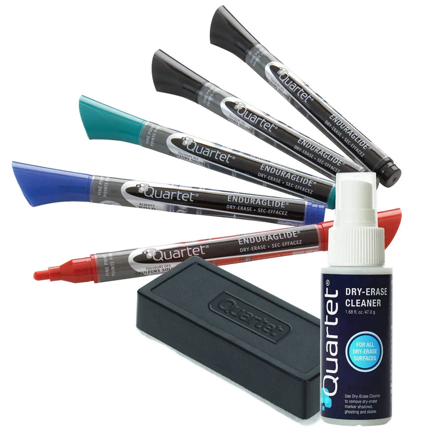 QUARTET EnduraGlide Dry-Erase Marker Kit with Cleaner & Eraser