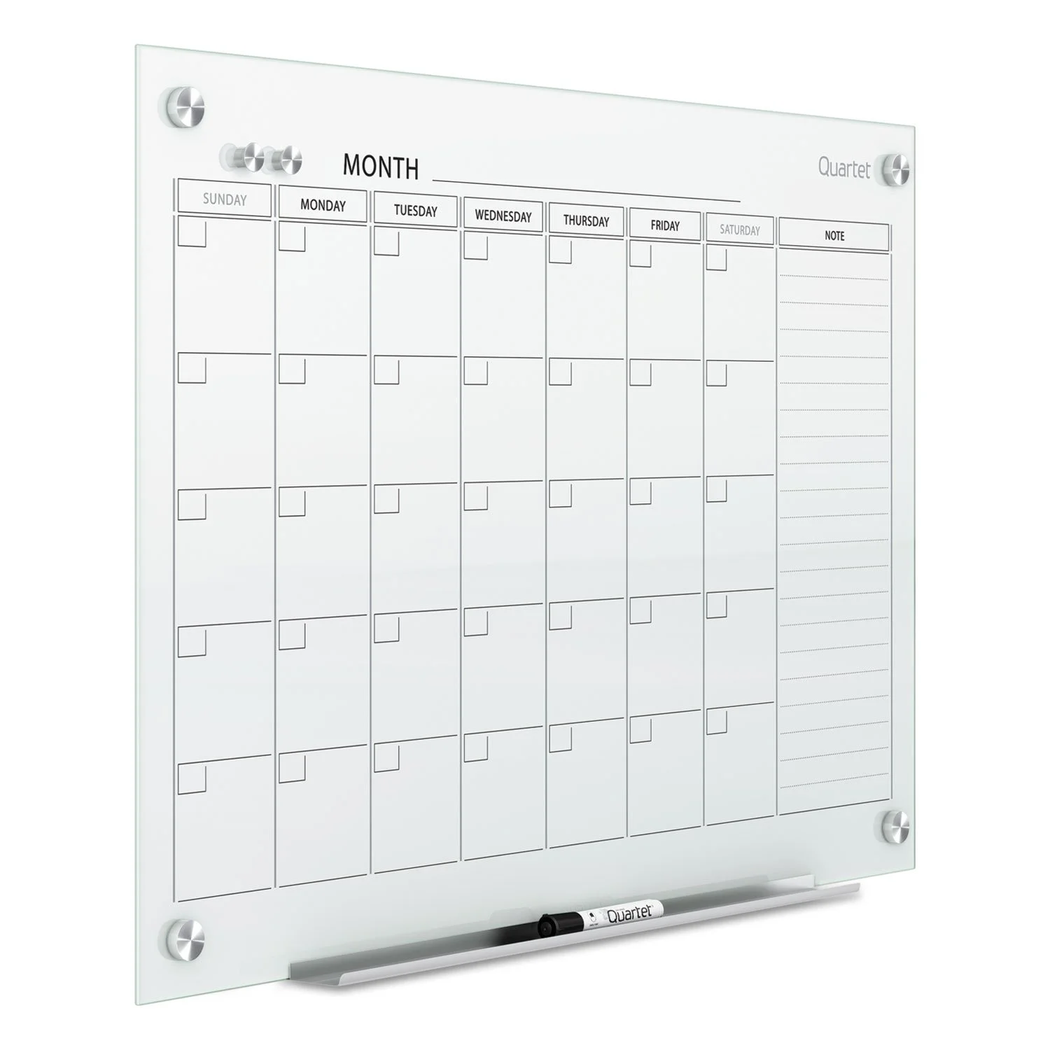 QUARTET Infinity Tempered Glass Magnetic Dry-Erase Calendar Board