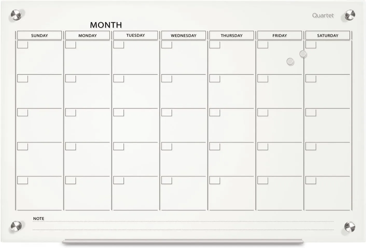 QUARTET Infinity Tempered Glass Magnetic Dry-Erase Calendar Board