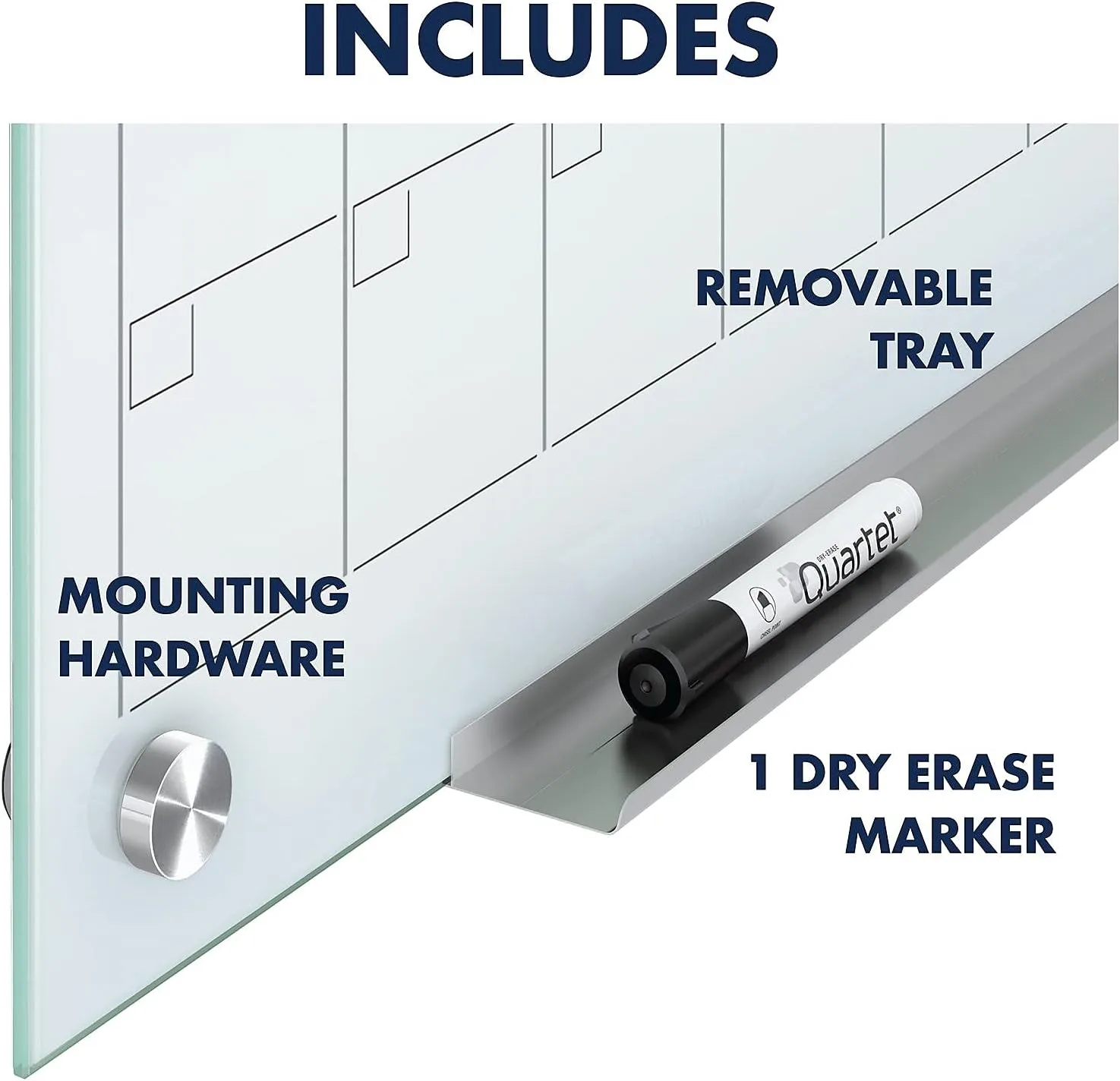 Quartet Glass Magnetic Dry-Erase Calendar Whiteboard, 48" x 36", Frameless, Infinity (GC4836F)