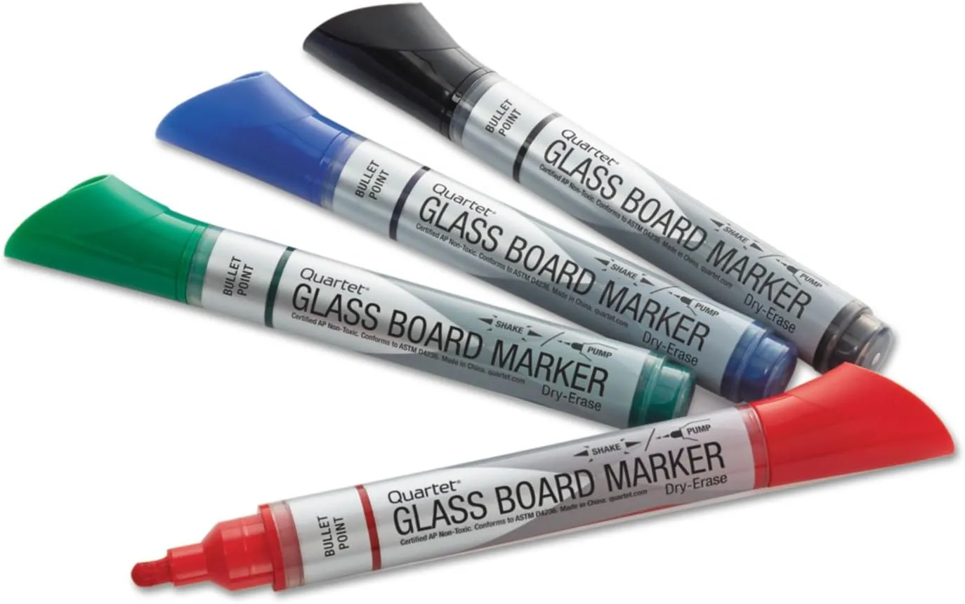 Quartet Premium Glass Board Dry-Erase Markers, Bullet Tip