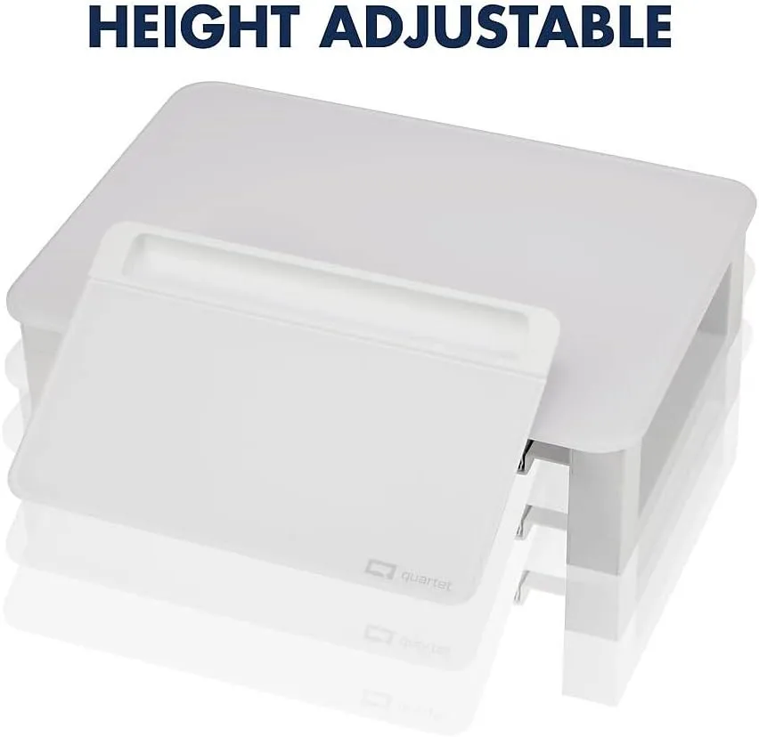 Quartet Desktop Glass Monitor Riser for Computer with Dry-Erase Board, Adjustable Height (Q090GMRW01)