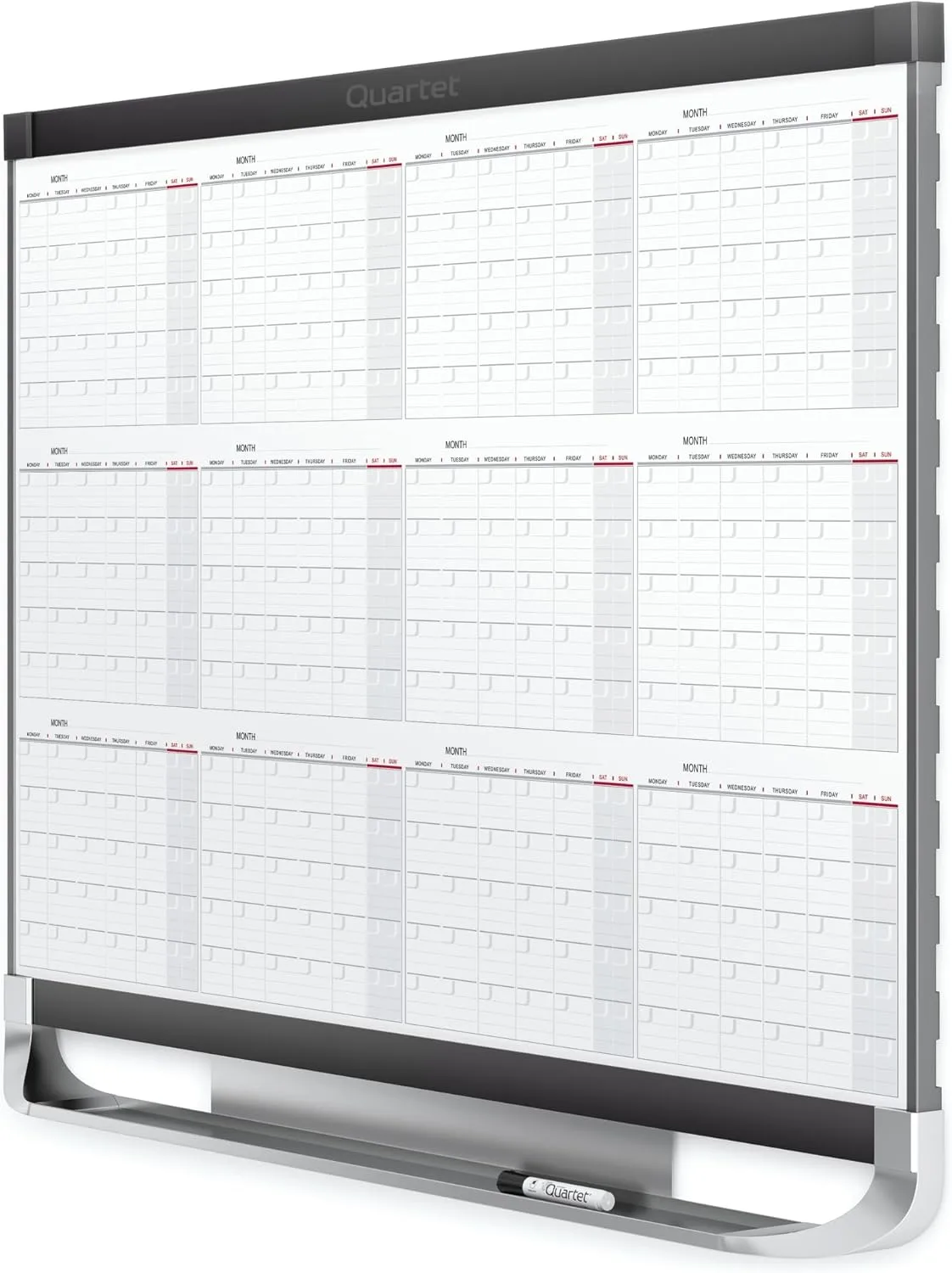 Quartet Prestige 2 Magnetic Dry-Erase 12 Month Calendar Board, 36in x 24in