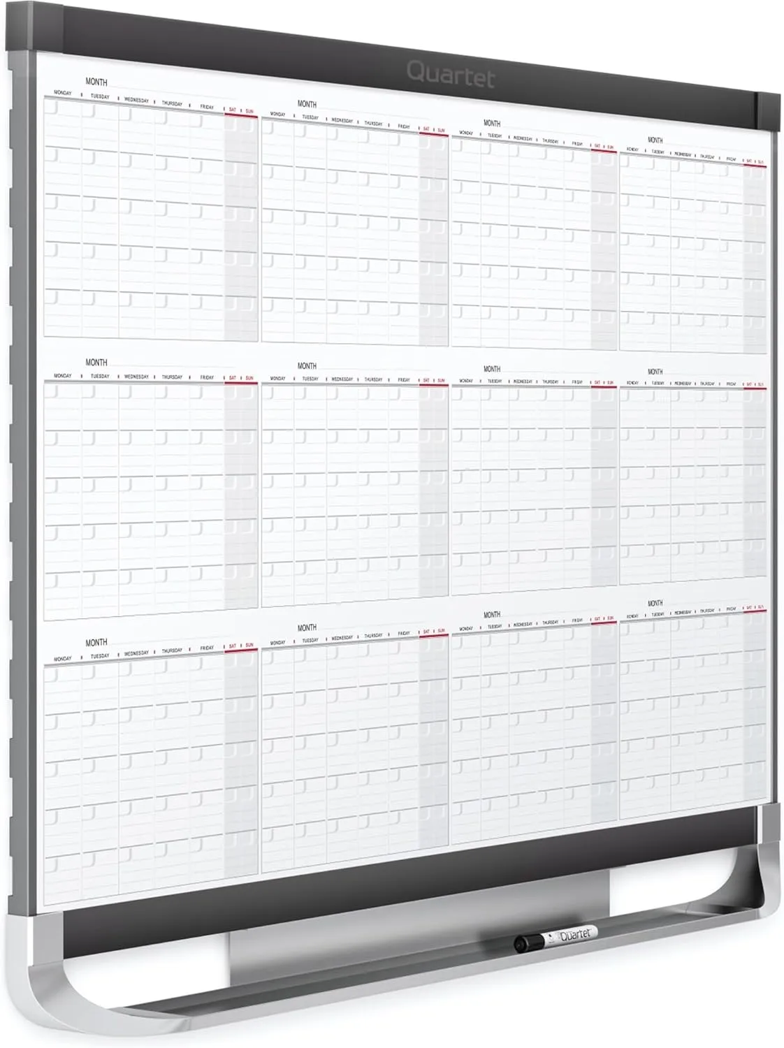Quartet Prestige 2 Magnetic Dry-Erase 12 Month Calendar Board, 36in x 24in