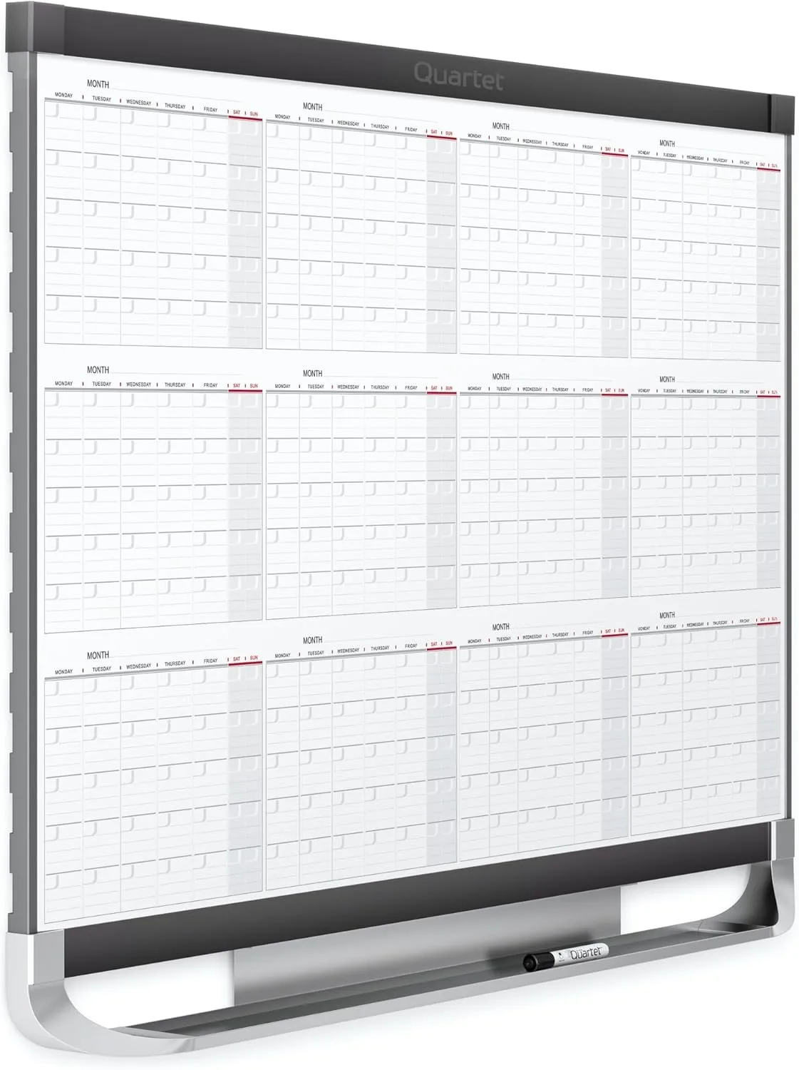 Quartet Prestige 2 Magnetic Dry-Erase 12 Month Calendar Board, 36in x 24in