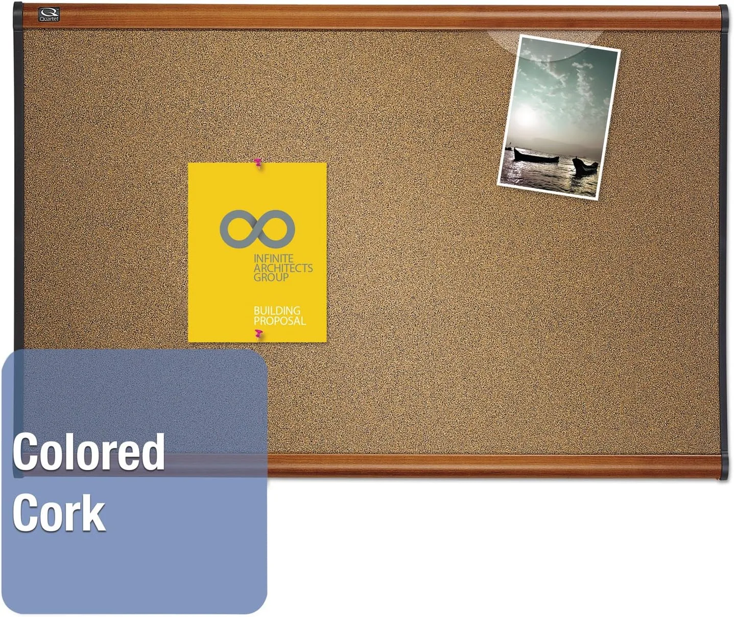 QUARTET Prestige Colored Cork Bulletin Board