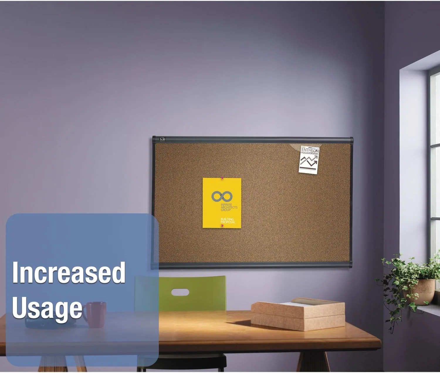 QUARTET Prestige Colored Cork Bulletin Board