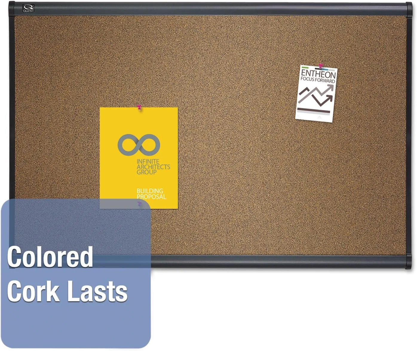 QUARTET Prestige Colored Cork Bulletin Board