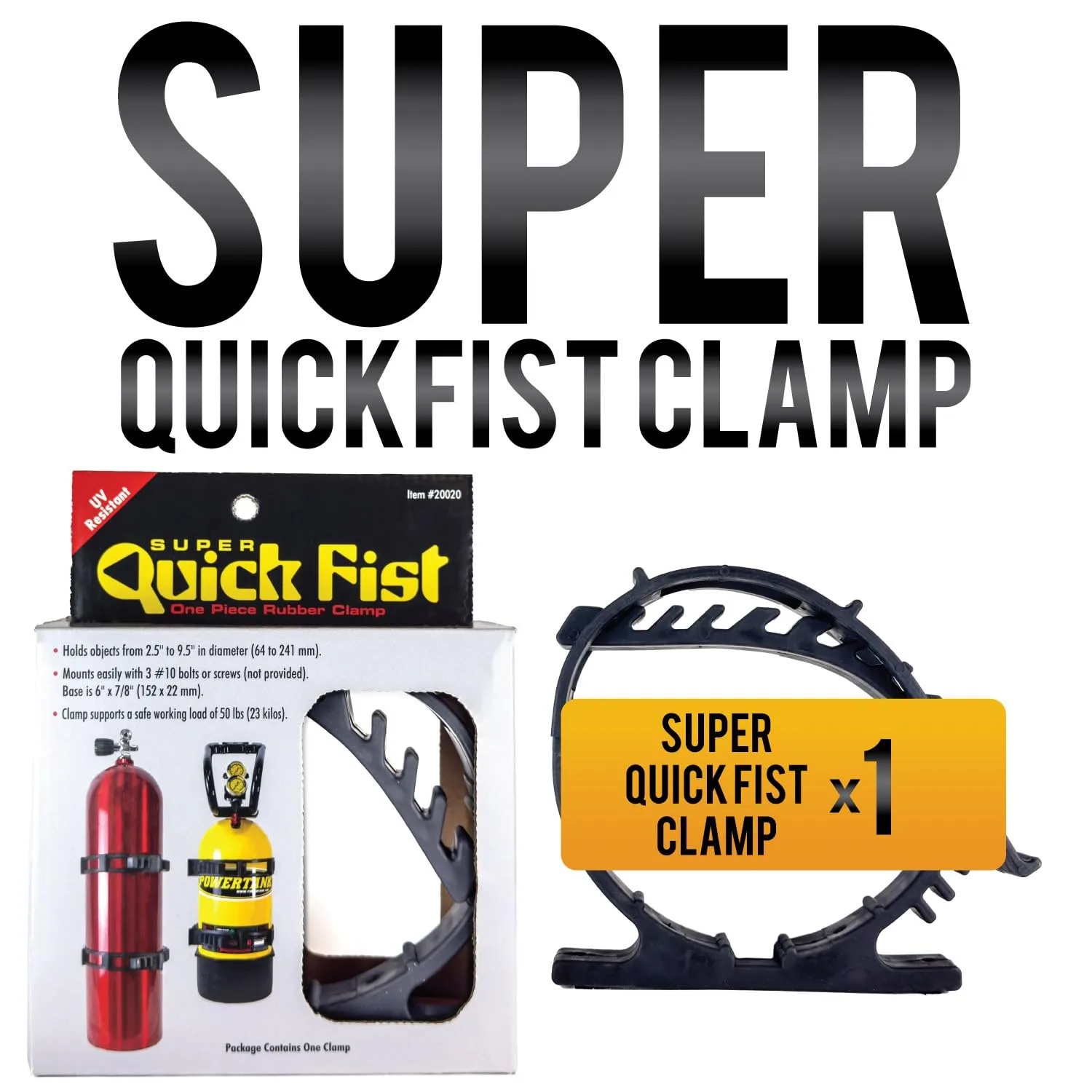 Super Quick Fist Clamp for mounting tools & equipment 2-1/2" - 9-1/2" diameter