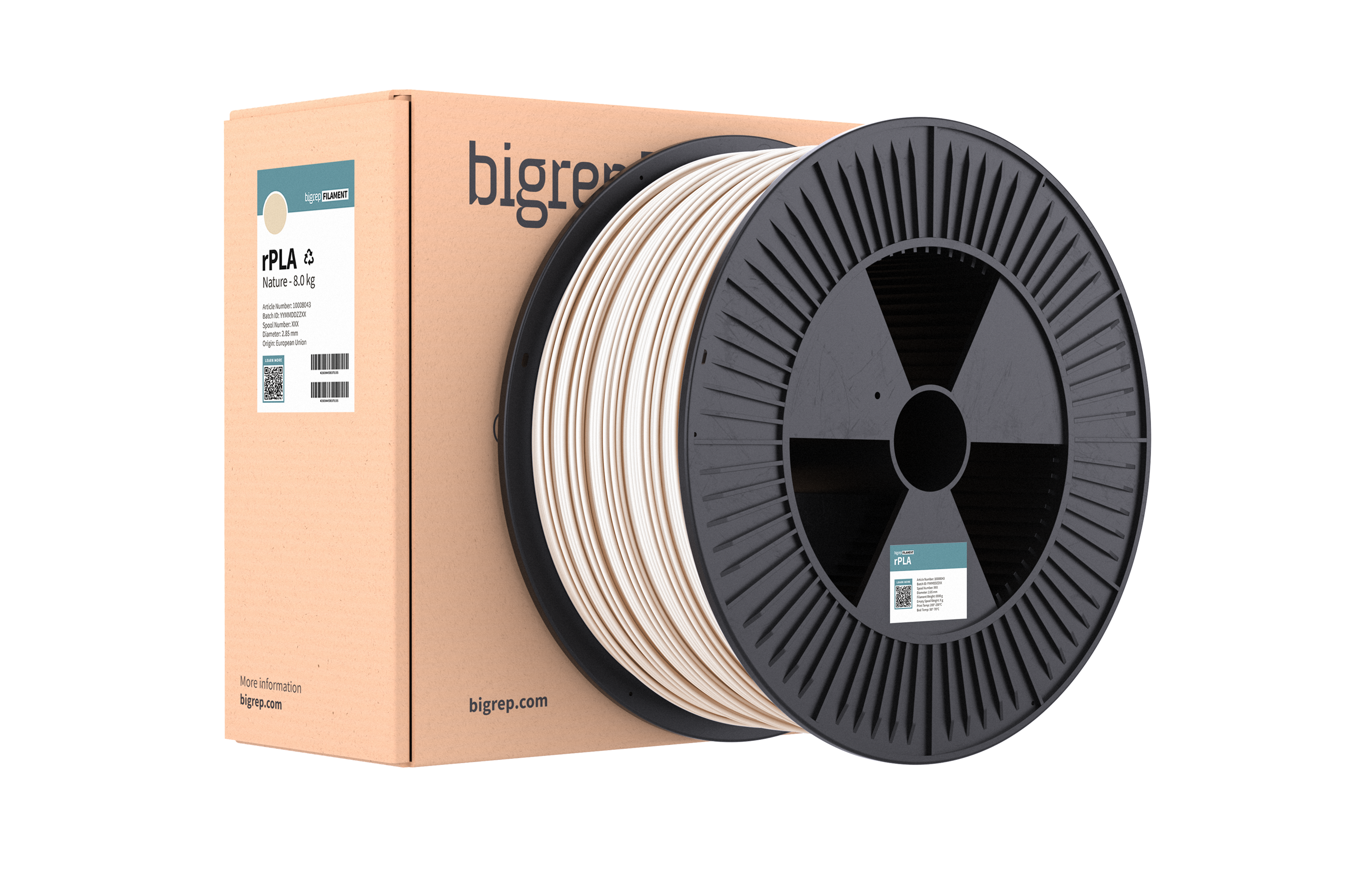 rPLA - Sustainable Filament - White - 8.0 kg rPLA - Sustainable Filament - White - 8.0 kg