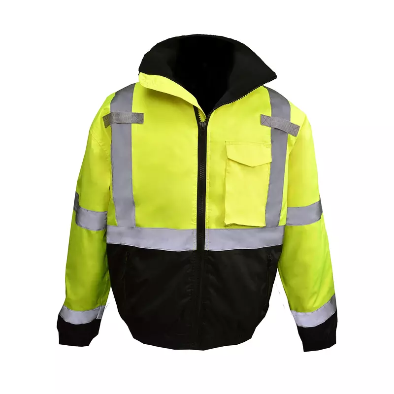 Radians Class3 High Visibility Bomber Jacket with Built-in Liner, Hi Viz Green/Black, 4X-Large (SJ11QB-3ZGS-4X)