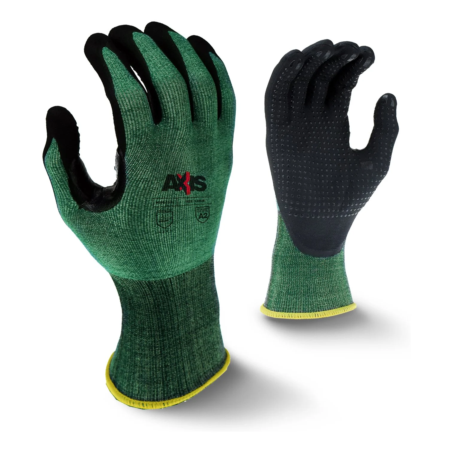 Radians RWG538 Axis Cut Protection Foam Nitrile Coated Glove with Dotted Palm, Cut Protection Level A2