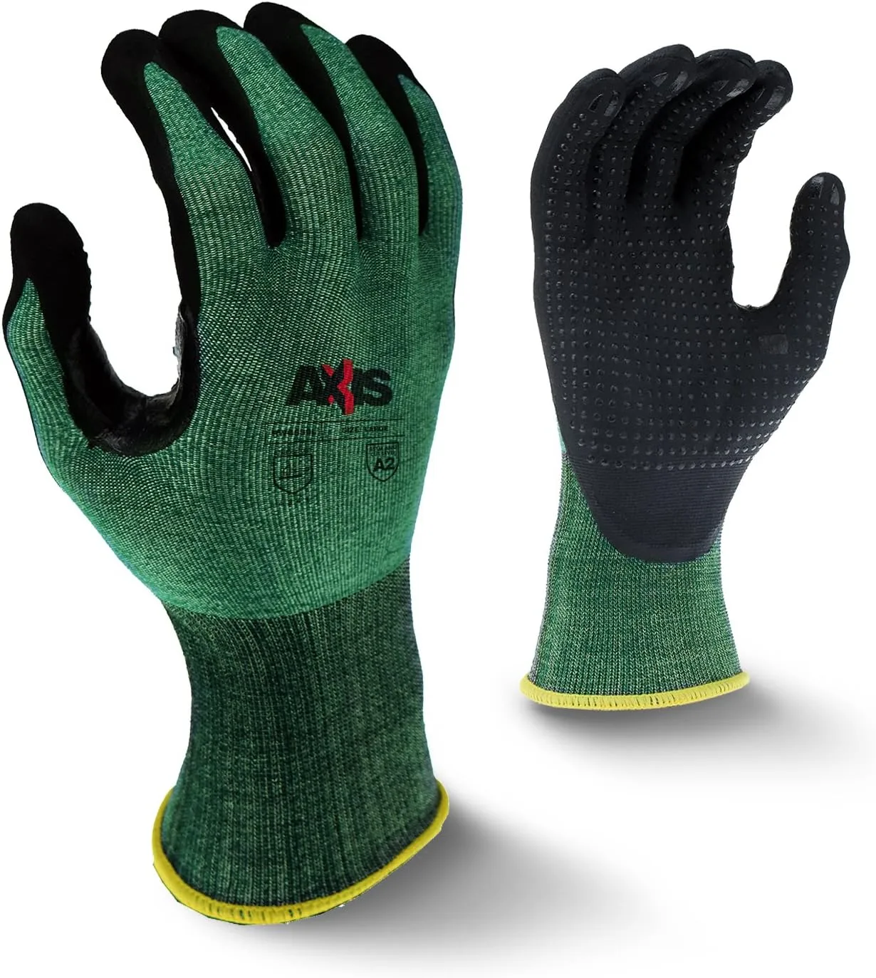 Radians RWG538 Axis Cut Protection Foam Nitrile Coated Glove with Dotted Palm, Cut Protection Level A2