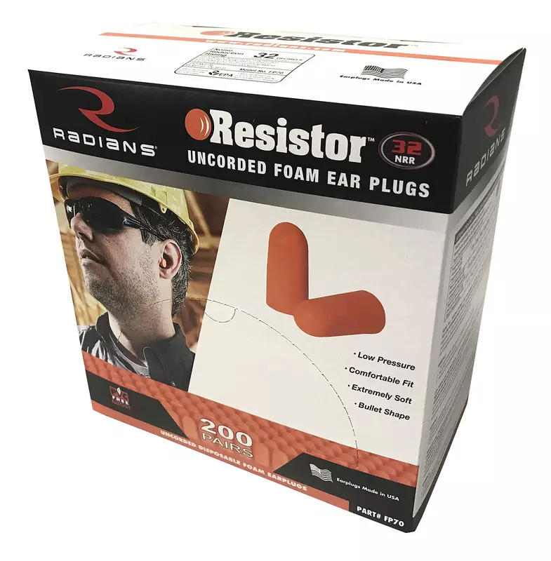 Radians unisex adult Uncorded Industrial Safety Ear Plugs, Multi 1 pair (Pack of 200)