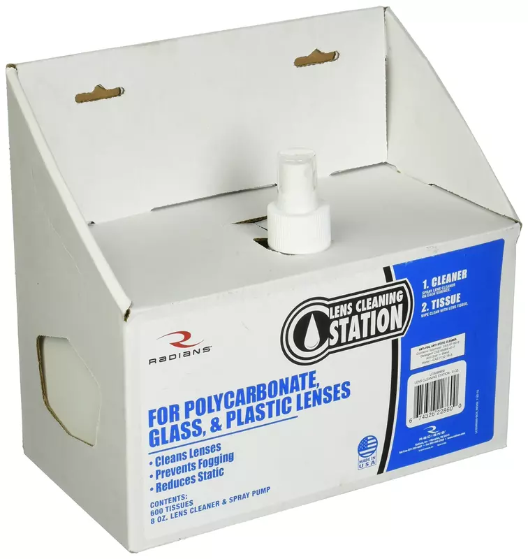 Radians LCS080600 Silicone Free Glass or Plastic Lens Cleaning Station Solution with Tissues